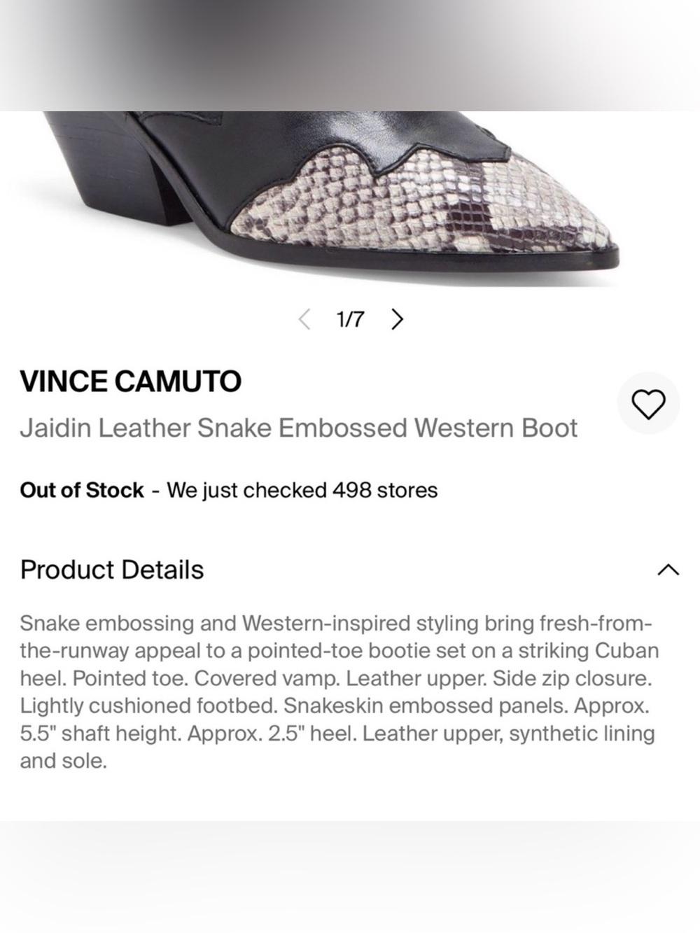 Vince Camuto Leather & Snake Embossed Western Boots - Picture 9 of 10